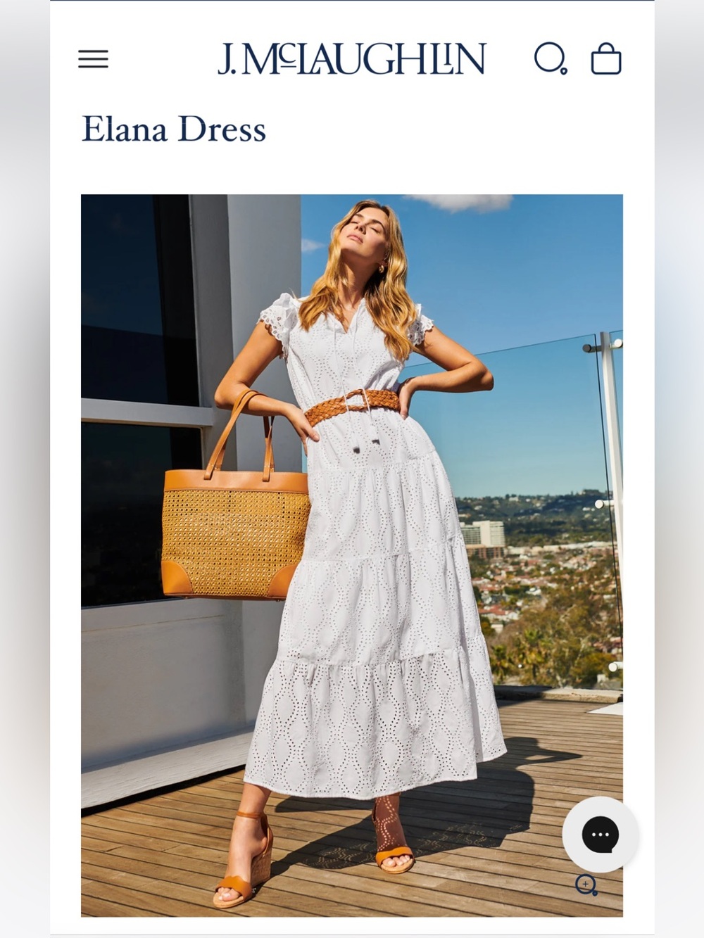 EUC JMcLaughlin Elana white eyelet maxi dress xsmall